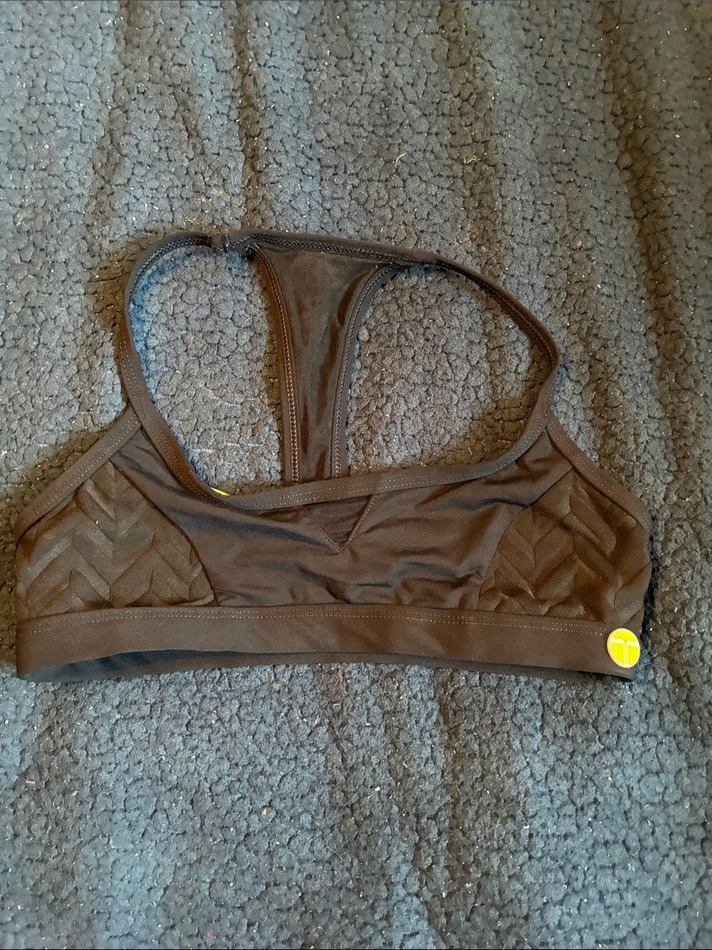 TRINA TURK Women's Black Racerback Sports Bra - Breathable Support